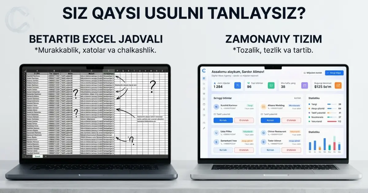 CRM yoki Excel: mijozlar bazasini boshqarishda qaysi biri yaxshiroq?
