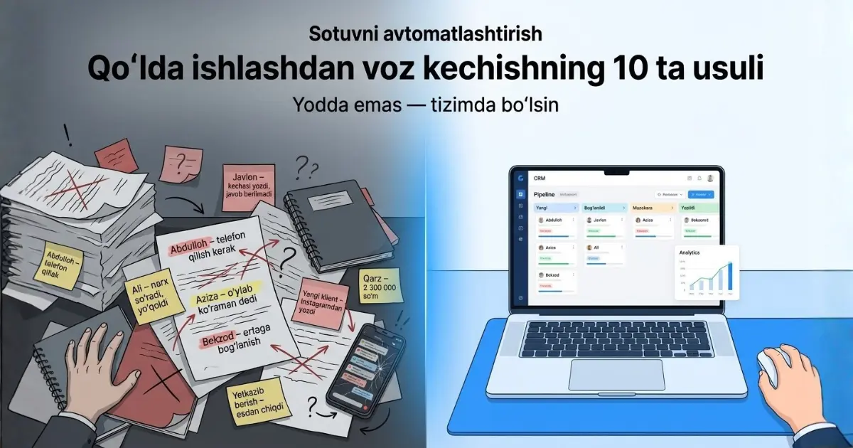 Sotuvni avtomatlashtirish: qo'lda ishlashdan voz kechishning 10 ta usuli